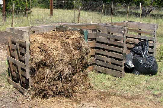 compost bin of shipping pallets