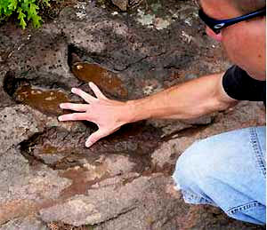 Dinosaur tracks in Utah, photo by Fred & Diana Adams