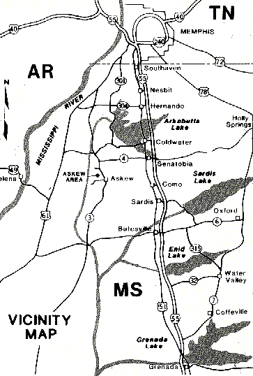 Map showing 4 lakes