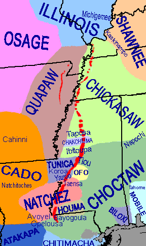 Indian tribes of the lower Mississippi Valley in 1500