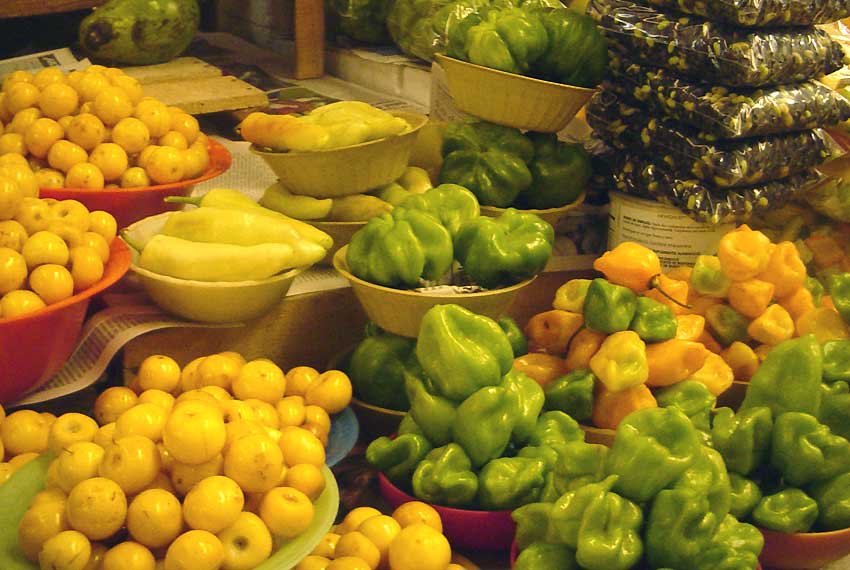 In Merida, Yucatan, peppers & nance fruits