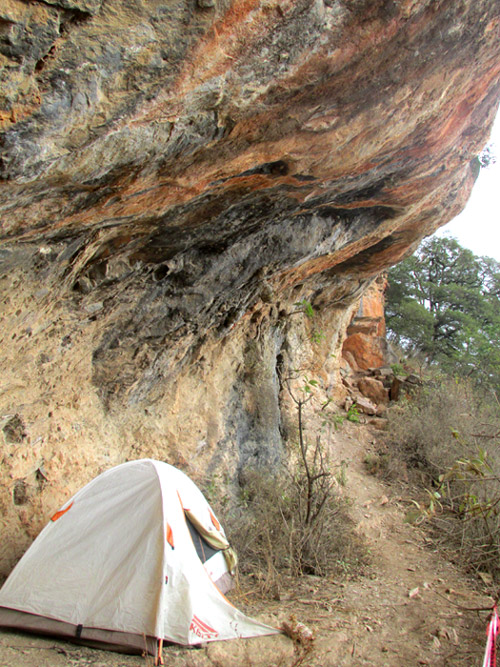 pupa overhang with tent