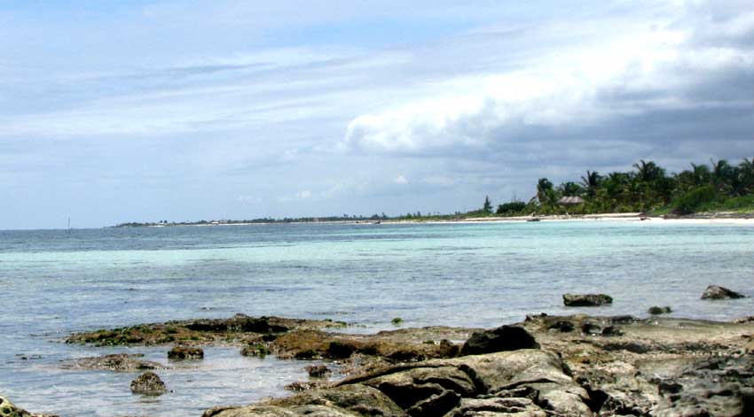 storm clouds building inland along the Yucatan's eastern Caribbean coast