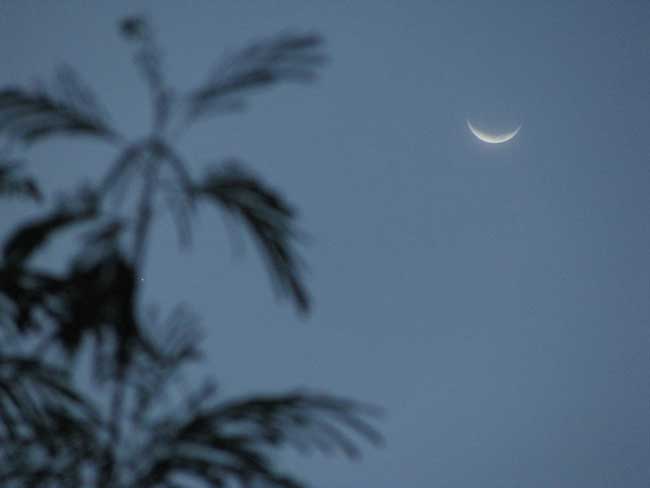 New Moon crescent as seen from the tropics