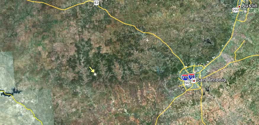 southern boundary of Edwards Plateau as shown on Google Earth