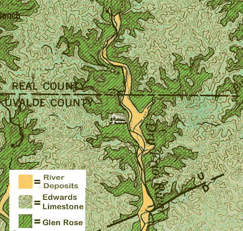 geological strata around the Frio Canyon Nature Education Center