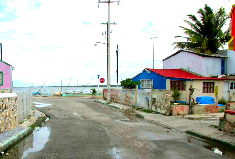 Rio Lagartos, Yucatan, street ending at water's edge