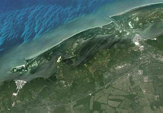 aerial view of western part of Ría Lagartos Biosphere Reserve
