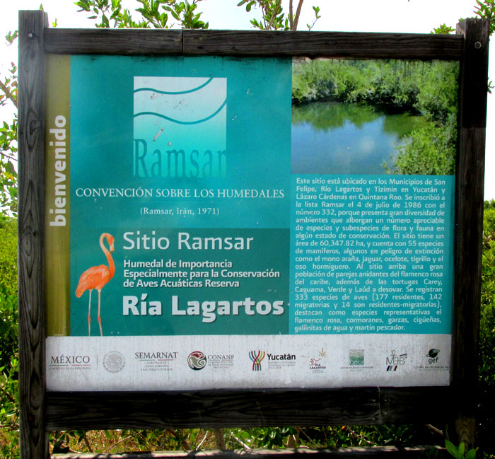 Ramsar sign at Ría Lagartos Biosphere Reserve