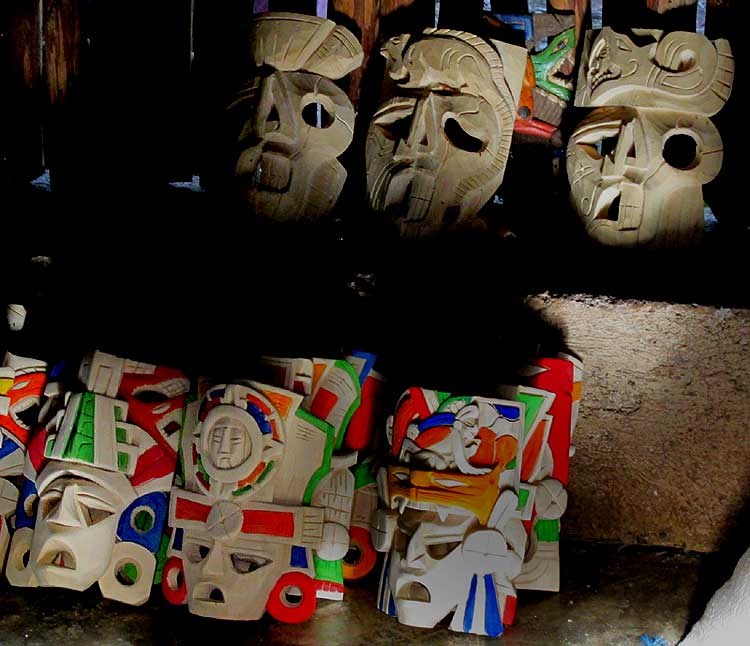 Maya mask in Yaxunah, Yucatan