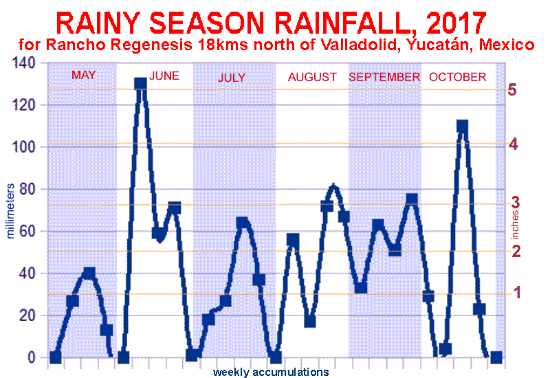 rainfall chart for rainy season, 2017, in central Yucatan