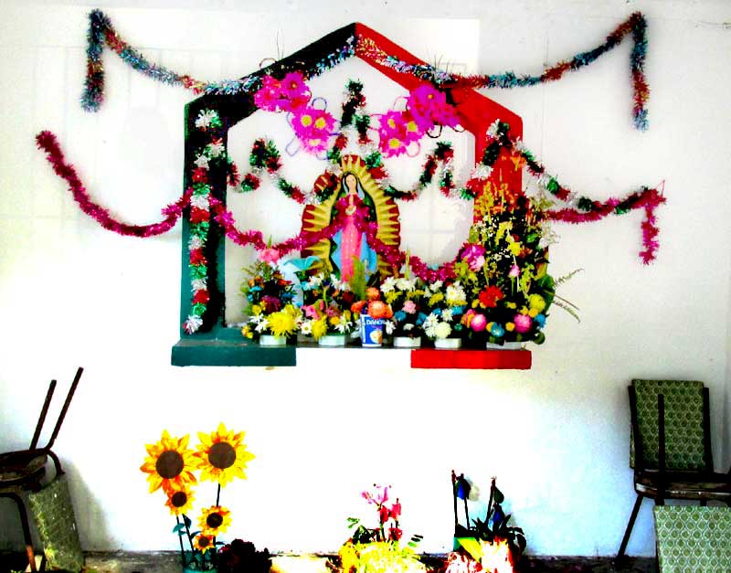 alter to the Virgin of Guadalupe during Christmas in Tepakán, Yucatán, México