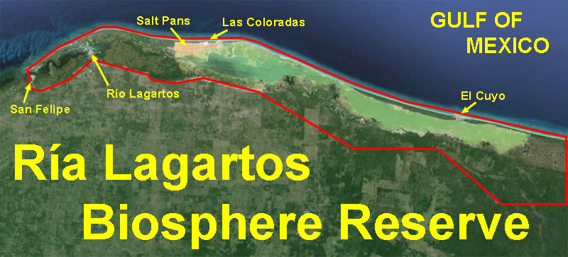 Ria Lagartos Biosphere Reserve map