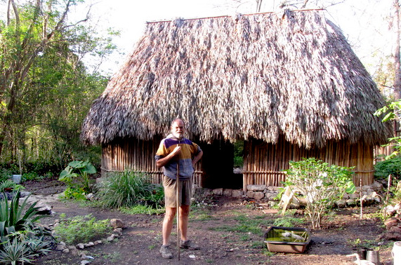 Jim Conrad at his hut at Hacienda Chichen