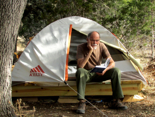 Jim Conrad at campsite in Texas